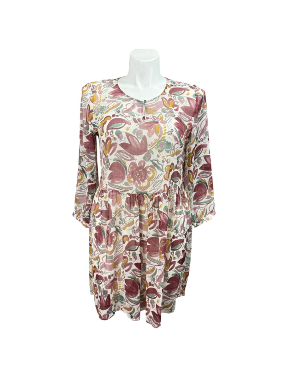 Two by Vince Camuto Sheer Floral Midi Dress Womens Medium Boho Cottagecore